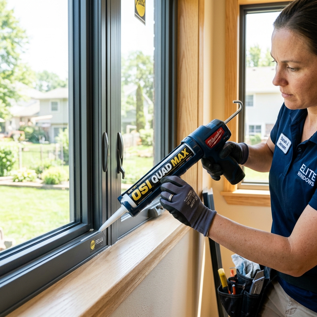 Window Technician Installing Frame